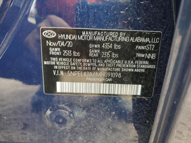 5NPEL4JA6MH091098 Hyundai SONATA SEL