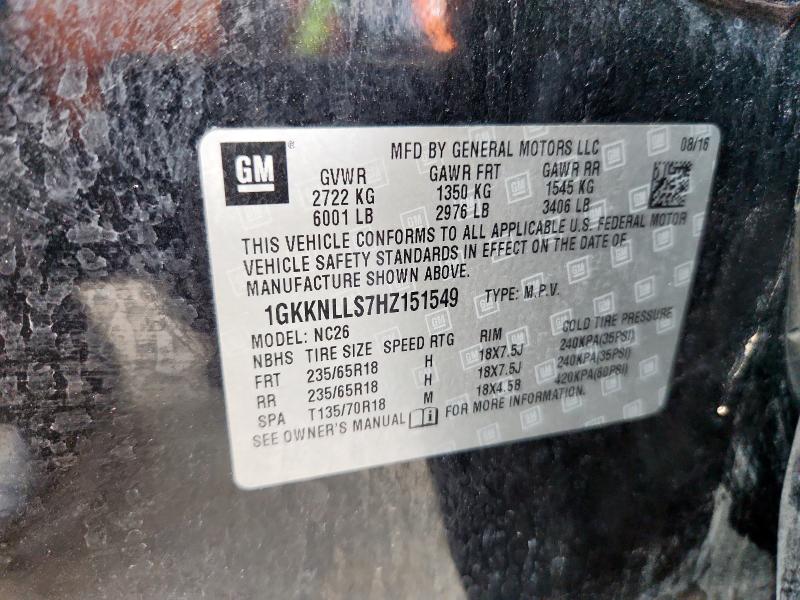 1GKKNLLS7HZ151549 GMC lgx - di: direct injection, vvt: variable valve timing, alum, gen 2