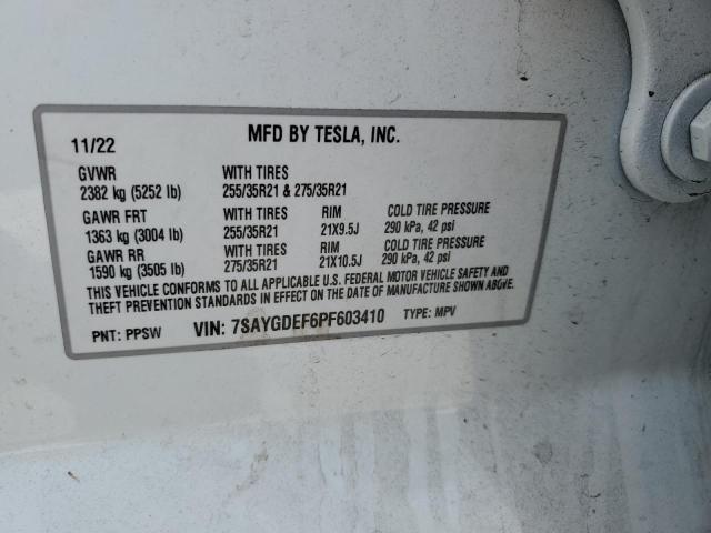 7SAYGDEF6PF603410 Tesla 2023
