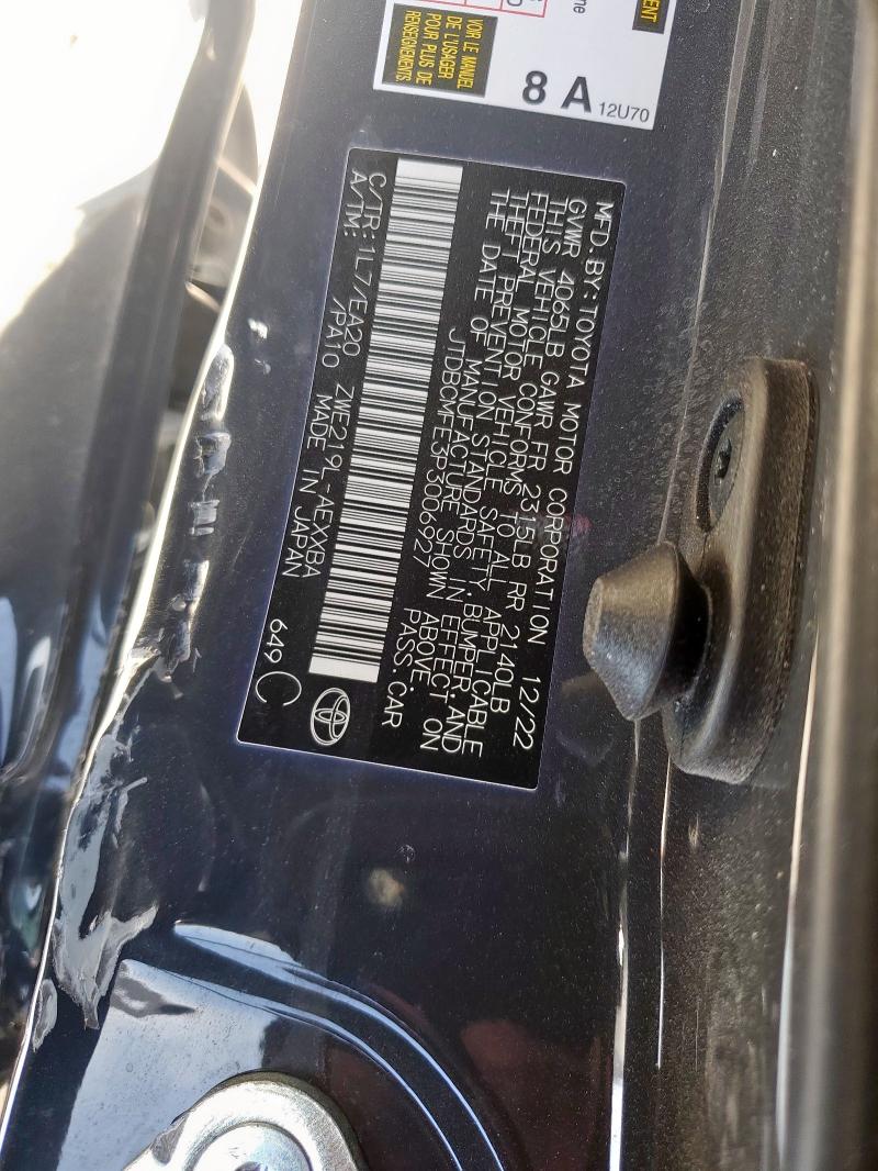 JTDBCMFE3P3006927 Toyota 2zr-fxe, 1vm