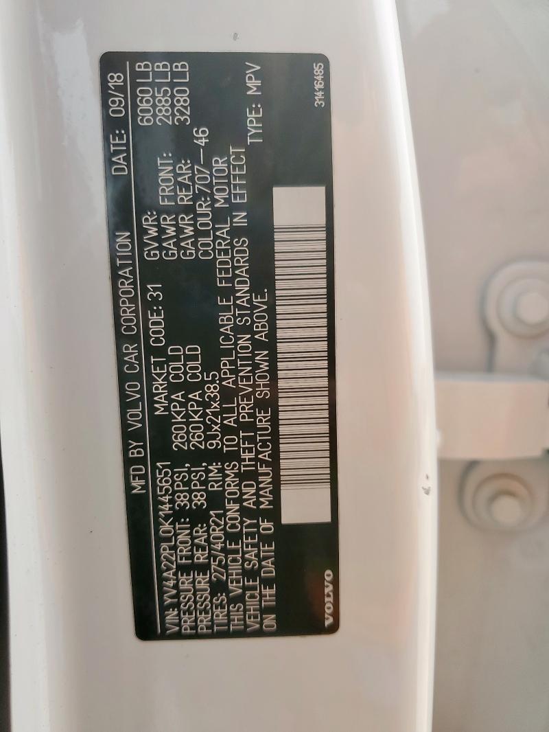YV4A22PL0K1445651 Volvo XC90 T6 IN