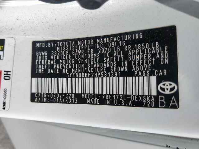 5YFBURHE2HP581391 Toyota 2zr-fe
