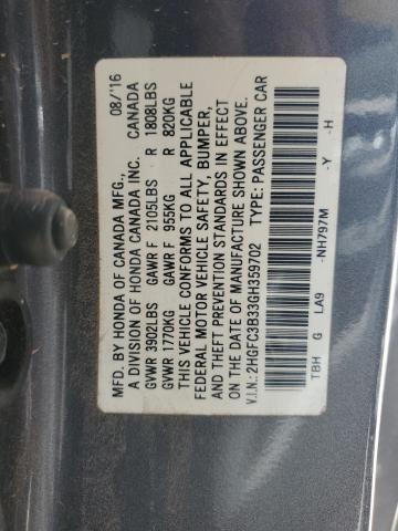 2HGFC3B33GH359702 Honda CIVIC EX