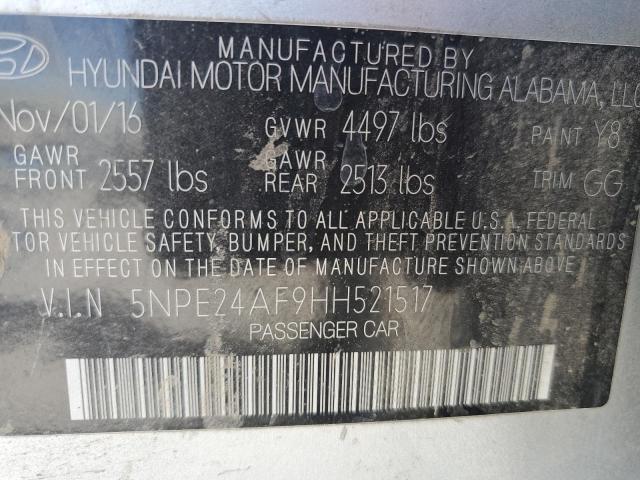 5NPE24AF9HH521517 Hyundai 2017