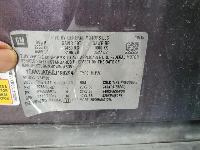 1GNKVJKD5GJ198294 Chevrolet llt - sidi, alum, 60 degrees