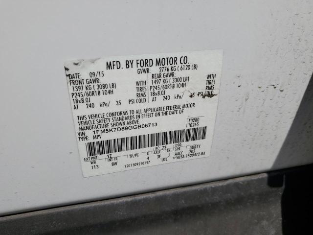 1FM5K7D89GGB06713 Ford Explorer