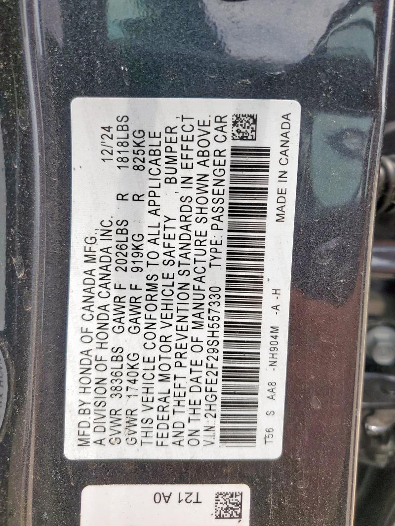 2HGFE2F29SH557330 Honda Civic Lx