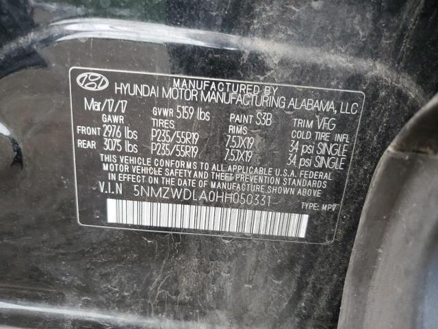 5NMZWDLA0HH050331 Hyundai SANTA FE S