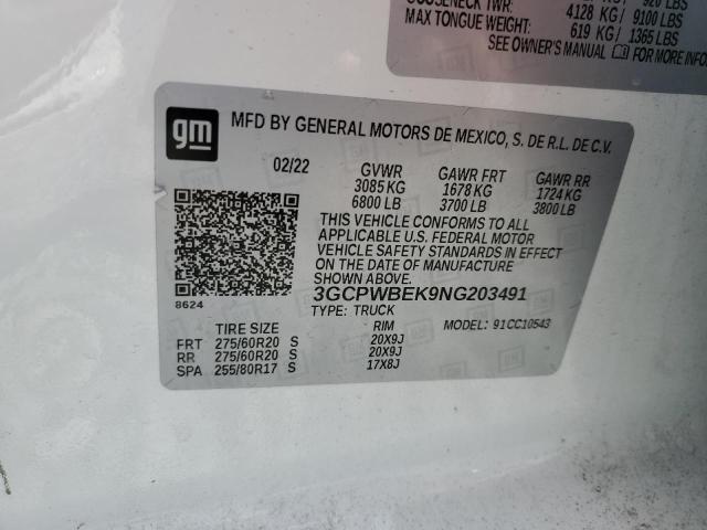 3GCPWBEK9NG203491 Chevrolet Silverado
