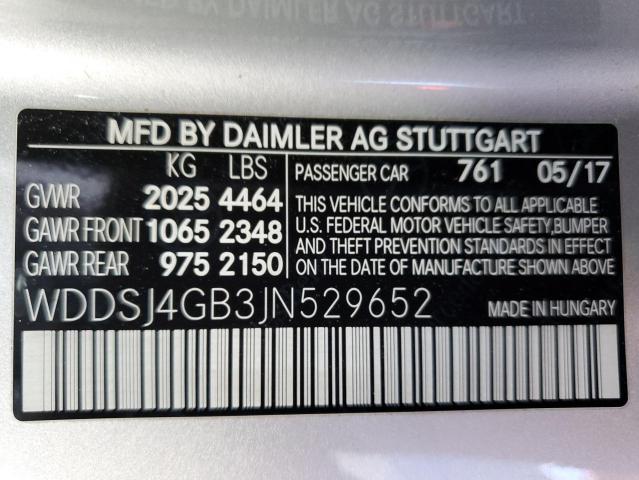 WDDSJ4GB3JN529652 Mercedes-Benz 2018