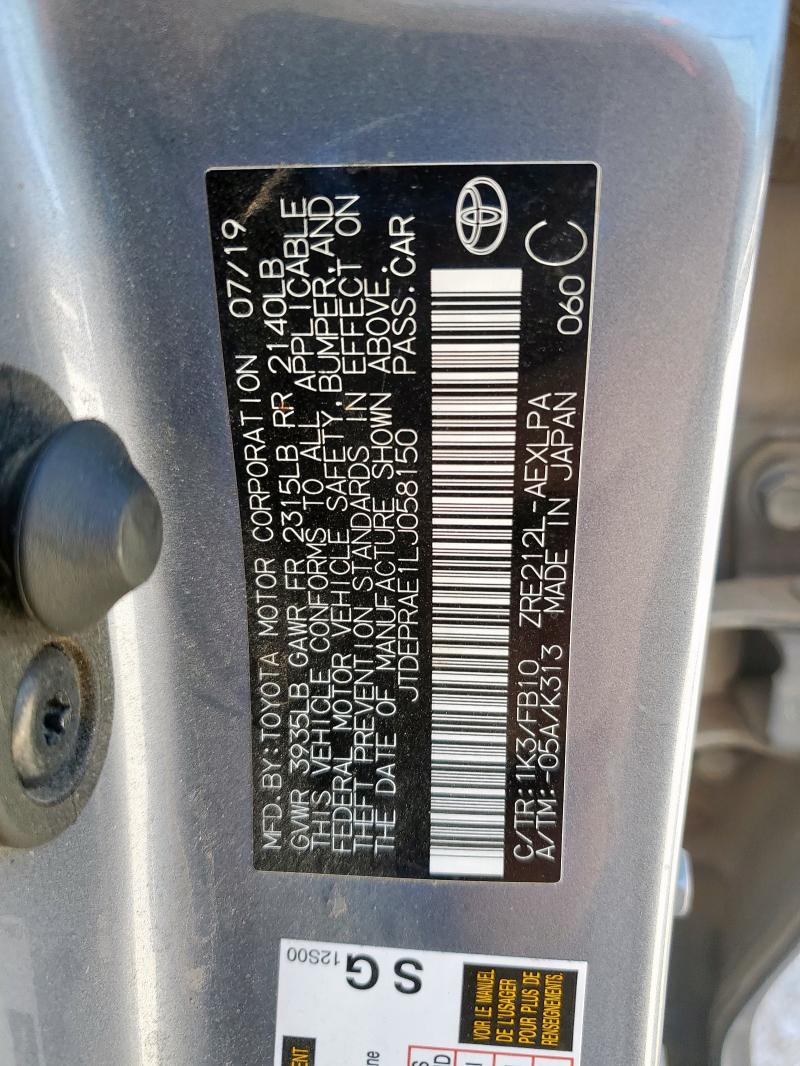 JTDEPRAE1LJ058150 Toyota 2zr-fae