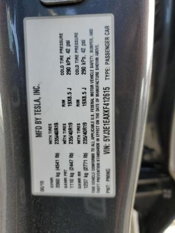 5YJ3E1EAXKF412615 Tesla 2019