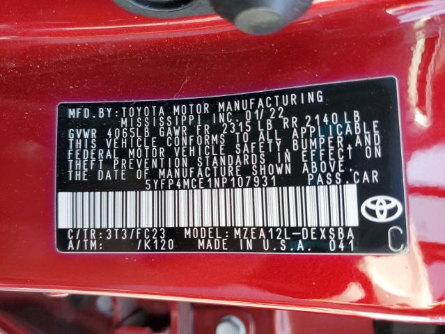 5YFP4MCE1NP107931 Toyota m20a-fks