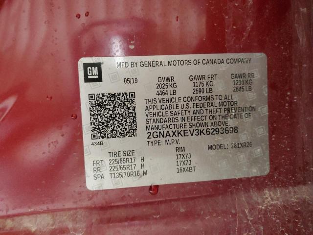 2GNAXKEV3K6293698 Chevrolet EQUINOX LT