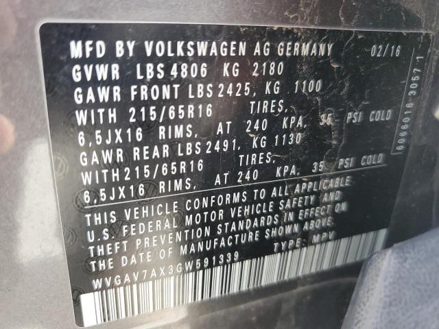 WVGAV7AX3GW591339 Volkswagen 2016