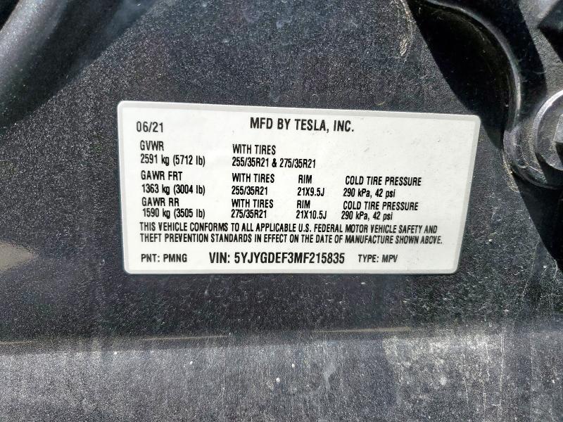 5YJYGDEF3MF215835 Tesla Model Y