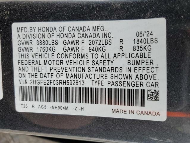 2HGFE2F53RH592613 Honda CIVIC SPOR