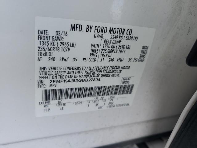 2FMPK4J83GBB27804 Ford EDGE SEL