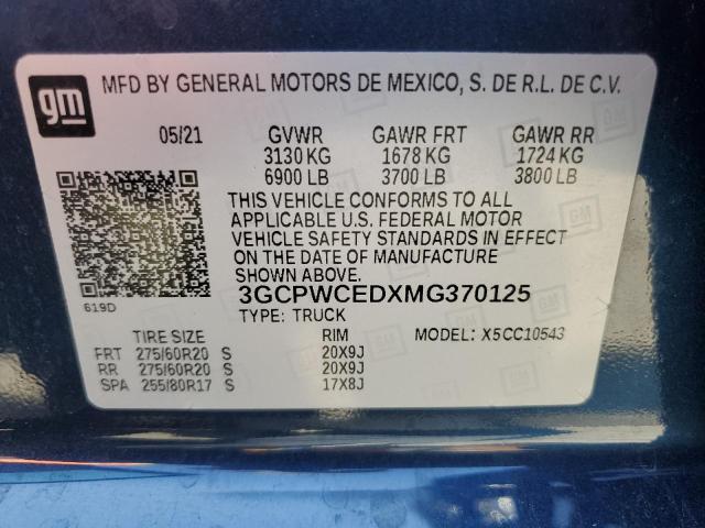 3GCPWCEDXMG370125 Chevrolet l84 - di, alum, gen 5, var 2