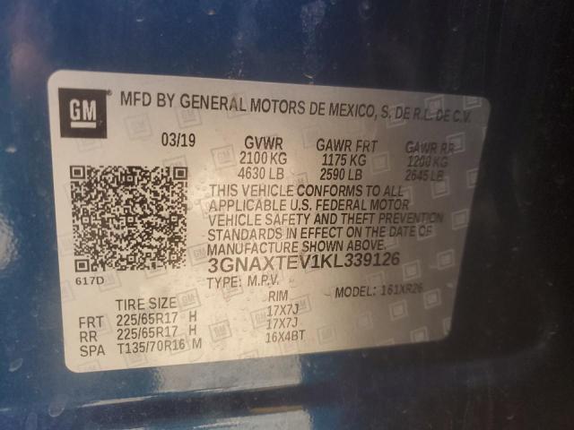 3GNAXTEV1KL339126 Chevrolet EQUINOX LT