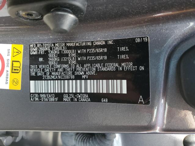 2T2BZMCA1KC208788 Lexus RX 350 BAS