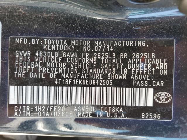 4T1BF1FK6EU842505 Toyota CAMRY L