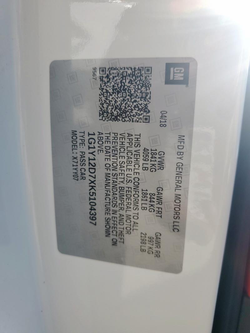 1G1Y12D7XK5104397 Chevrolet Corvette G