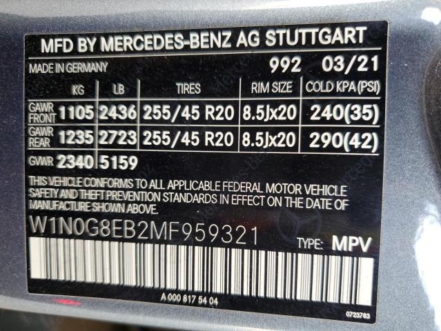 W1N0G8EB2MF959321 Mercedes-Benz m264