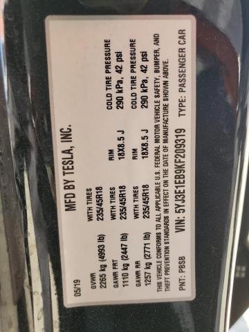 5YJ3E1EB9KF209319 Tesla 2019