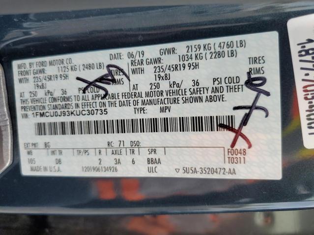1FMCU0J93KUC30735 Ford 2019