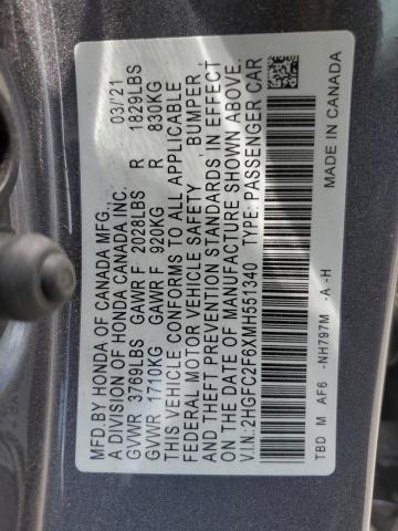 2HGFC2F6XMH551340 Honda Civic Lx
