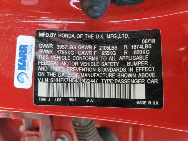 SHHFK7H54JU422447 Honda CIVIC EX