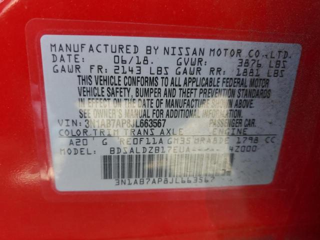3N1AB7AP8JL663567 Nissan SENTRA S