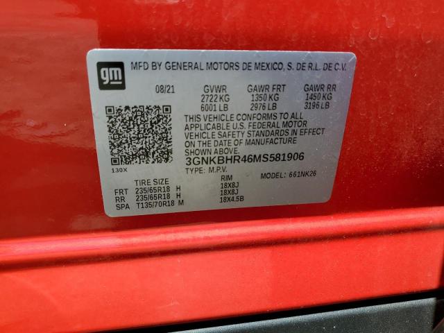 3GNKBHR46MS581906 Chevrolet BLAZER 2LT