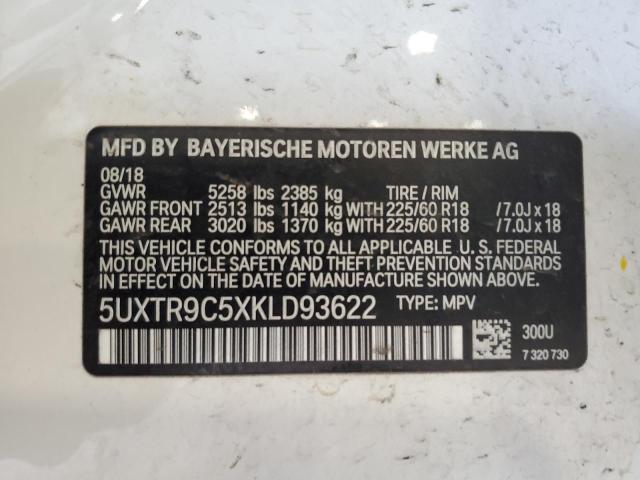 5UXTR9C5XKLD93622 BMW X3 XDRIVE3