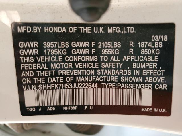 SHHFK7H53JU222644 Honda l15ba