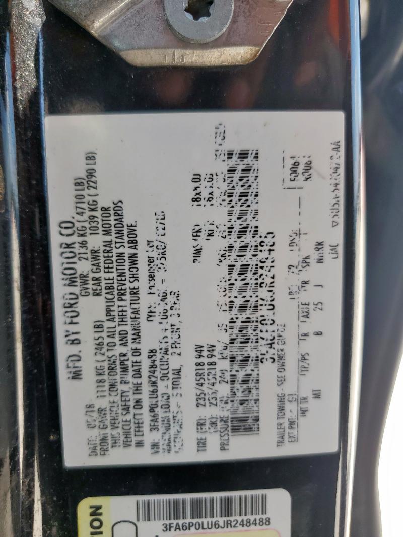 3FA6P0LU6JR248488 Ford 2.0l 4v atk hev