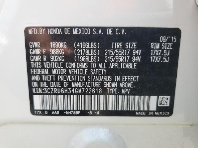 3CZRU6H34GM722618 Honda r18z9