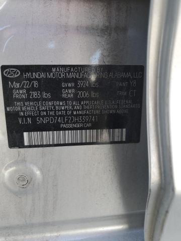 5NPD74LF2JH339741 Hyundai mpi nu