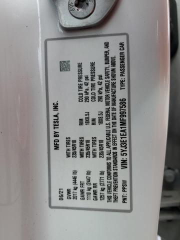 5YJ3E1EA1MF997586 Tesla MODEL 3