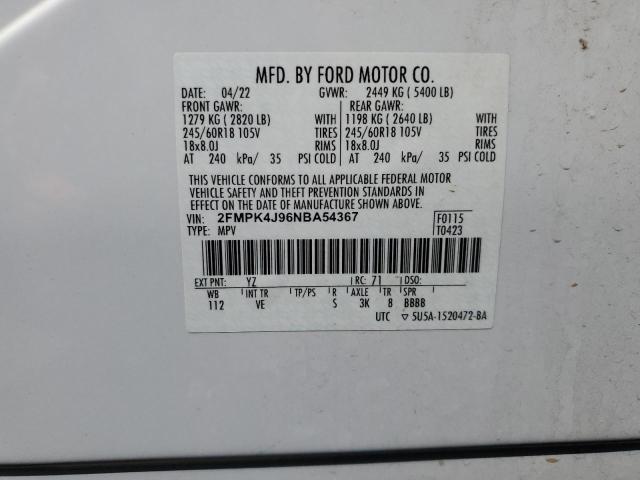 2FMPK4J96NBA54367 Ford EDGE SEL