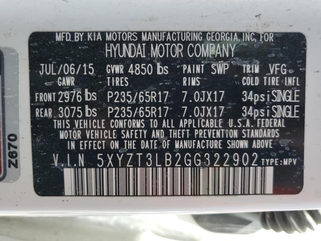 5XYZT3LB2GG322902 Hyundai gdi theta ii