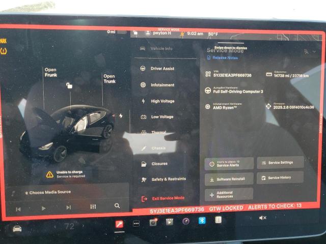 5YJ3E1EA3PF669736 Tesla 2023