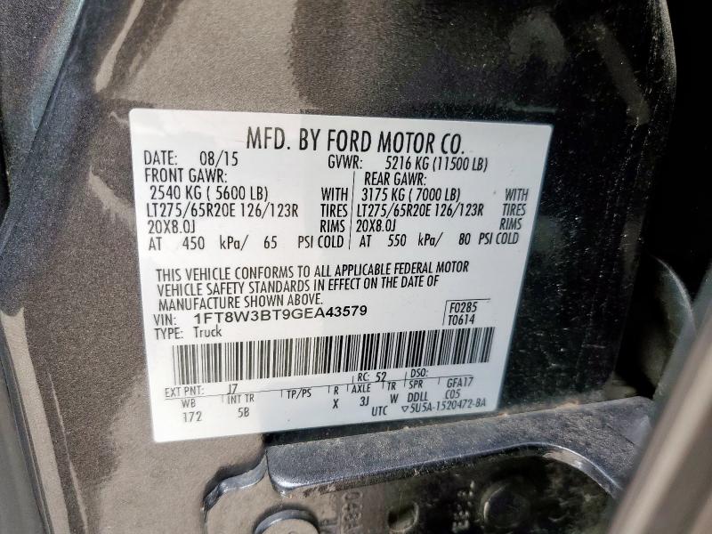 1FT8W3BT9GEA43579 Ford F350 SUPER