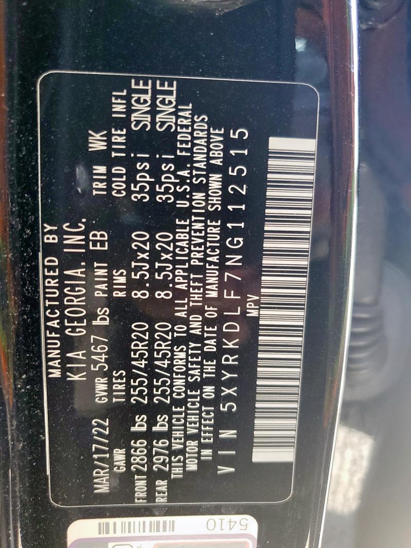 5XYRKDLF7NG112515 KIA SORENTO SX