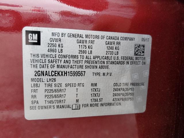 2GNALCEKXH1599567 Chevrolet lea - sidi: spark ignited direct injection, e85 max, alum