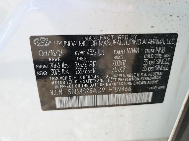 5NMS23AD9LH189466 Hyundai SANTA FE S