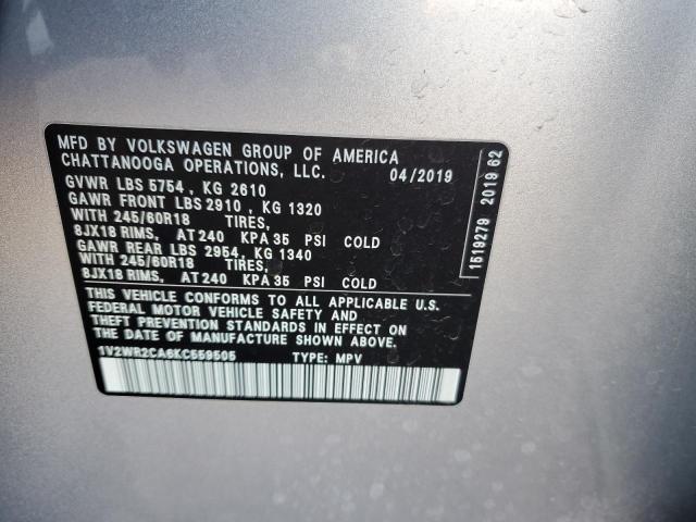 1V2WR2CA6KC559505 Volkswagen ATLAS SE