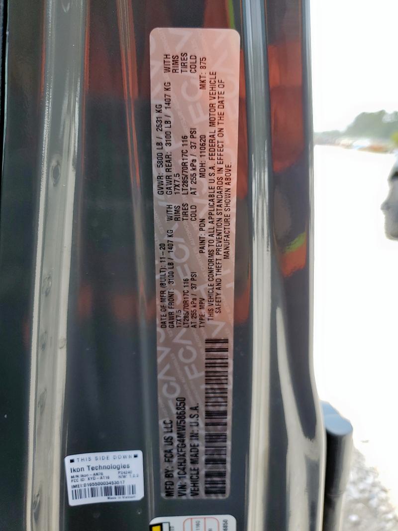 1C4HJXFG4MW586850 Jeep 2021