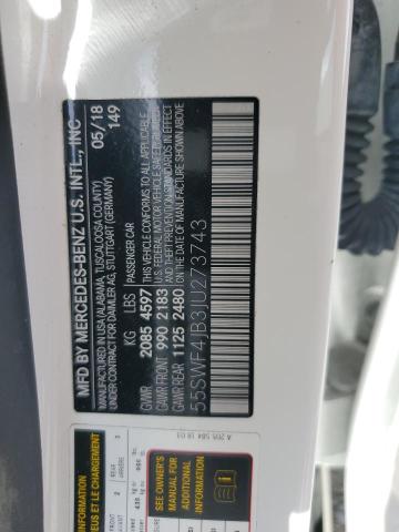55SWF4JB3JU273743 Mercedes-Benz C 300
